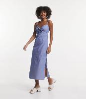 Vestido New Midi em Tricoline Listrado com Nózinho Frontal - 1