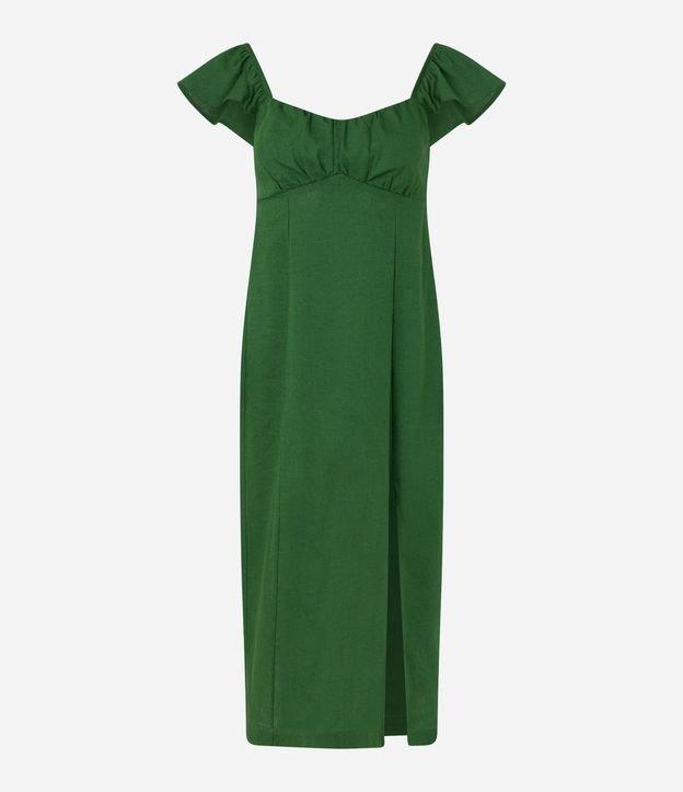 Vestido Midi em Linho com Franzido no Busto - 1