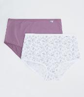 Kit 02 Calcinhas Altas em Microfibra Lisa e Estampada Folhagem DelRio - 1