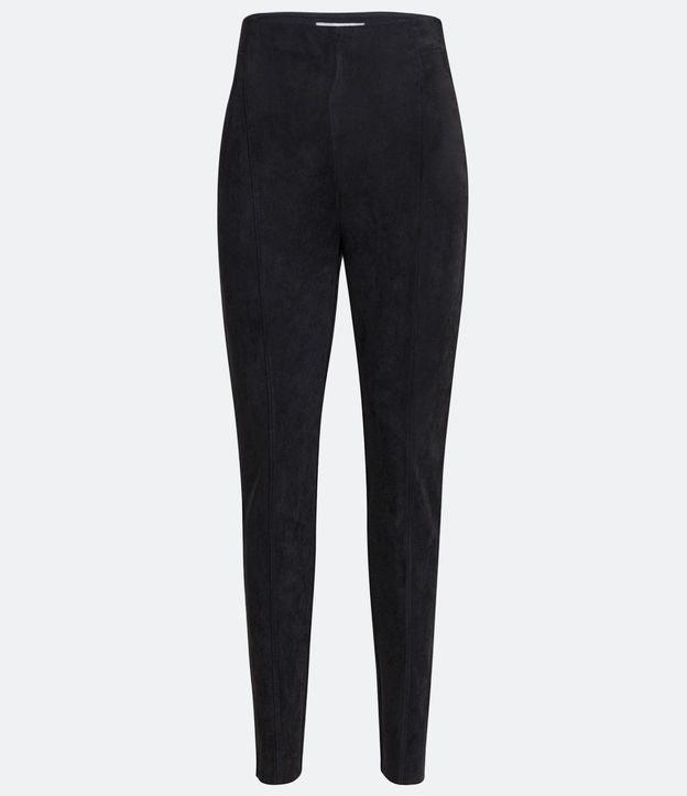 Calça Legging em Material Sintético com Recortes Verticais - 2
