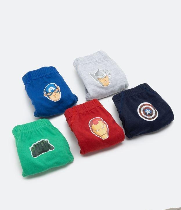 Kit 5 Cuecas Slip Infantil Estampa Avengers - Tam 4 a 12 Anos - 1