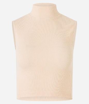 Blusa Regata em Poliamida Canelada Sem Costura e com Golinha Alta