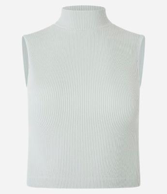 Blusa Regata em Poliamida Canelada Sem Costura e com Golinha Alta