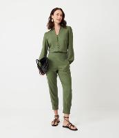 Calça Cenoura em Linho com Pala Larga no Cós - 1