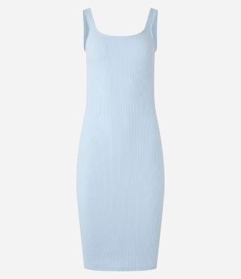 Vestido Midi Básico com Decote Quadrado