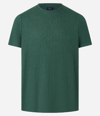 Camiseta Regular com Textura Canelada e Barra Larga
