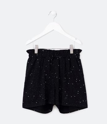 Short Clochard Infantil com Glitter Holográfico - Tam 5 a 14 Anos
