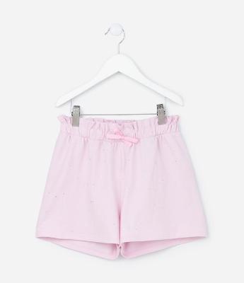 Short Clochard Infantil com Glitter Holográfico - Tam 5 a 14 Anos