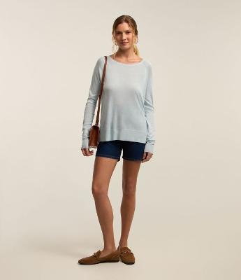 Suéter em Tricô com Gola Redonda