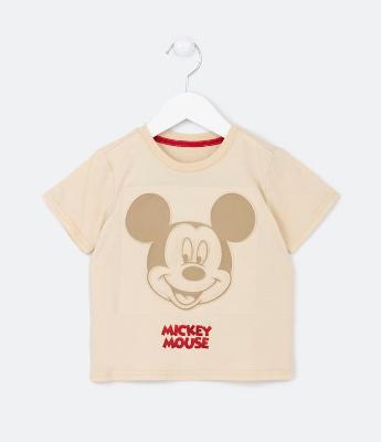 Camiseta Infantil com Estampa em Relevo Mickey Mouse - Tam 1 a 5 Anos