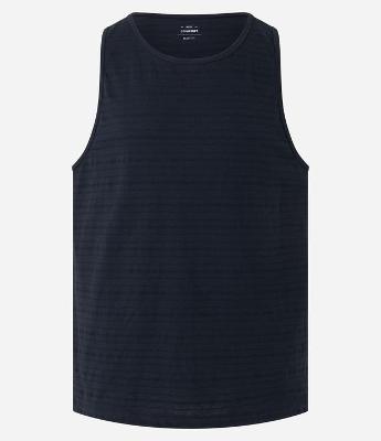 Regata Regular em Algodão com Textura Listrada e Etiqueta na Barra