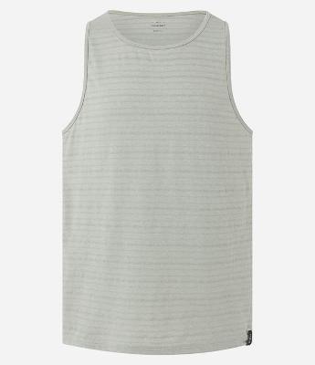 Regata Regular em Algodão com Textura Listrada e Etiqueta na Barra