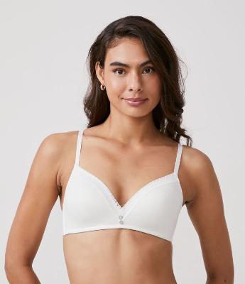 Sutiã Bojo Triangular em Viscose com Textura Canelada com Renda