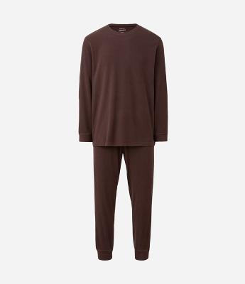 Pijama Longo em Fleece com Textura e Manga Longa