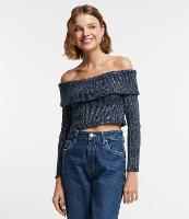 Blusa em Tricô com Fio Metalizado e Pala Virada - 1