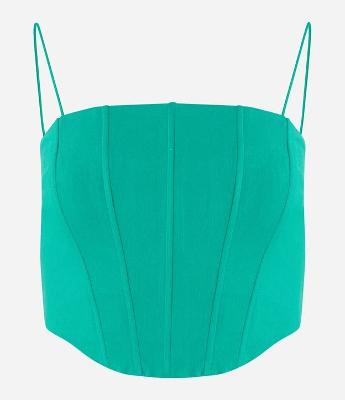 Blusa Cropped Corset em Bengaline com Decote Arredondado