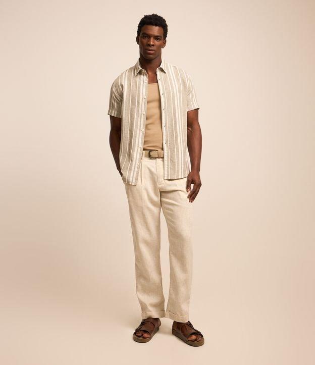 Calça Reta Alfaiataria em Linho com Bolso Faca e Barra Italiana - 2