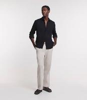 Calça Reta Alfaiataria em Linho com Bolso Faca e Barra Italiana - 1