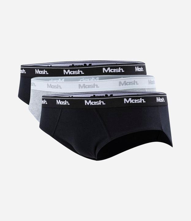 Kit 03 Cuecas Slip em Meia Malha com Cós Elástico Mash - 1