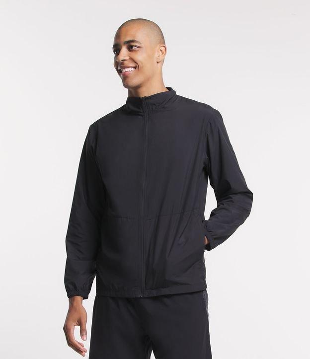 Jaqueta Esportiva Básica com Zíper e Gola Alta - 1