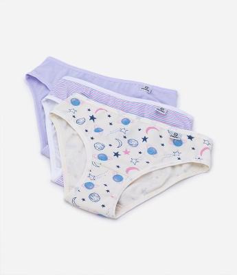 Kit 03 Calcinhas Infantis com Estampados Variados - Tam 4 a 14 anos