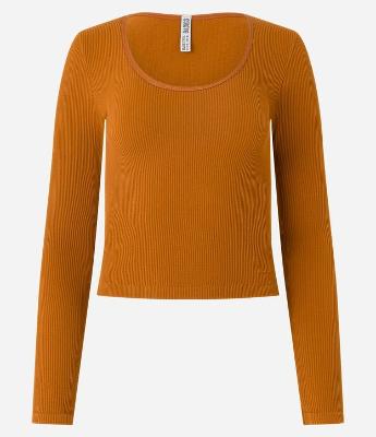 Blusa Básica em Poliamida Sem Costura com Textura Canelada