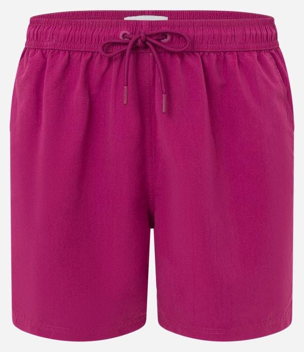 Bermuda de Banho em Microfibra com Cós Elástico e Bolsos - 1