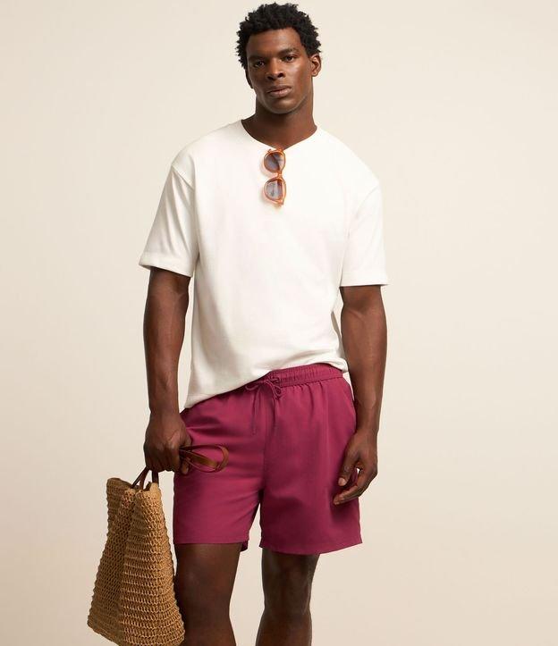 Bermuda de Banho em Microfibra com Cós Elástico e Bolsos - 3