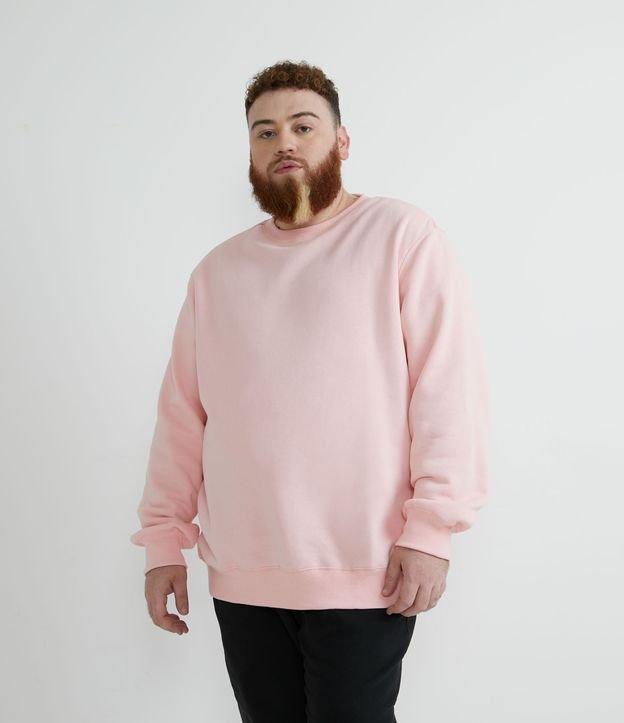 Blusão Fechado Básico em Moletom com Detalhes em Ribana - 1