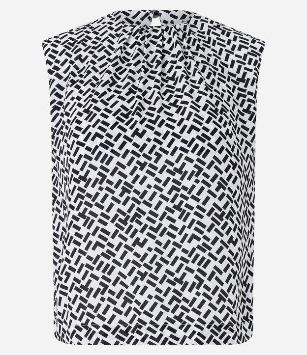 Blusa Sem Manga em Crepe com Estampa Geométrica - 2