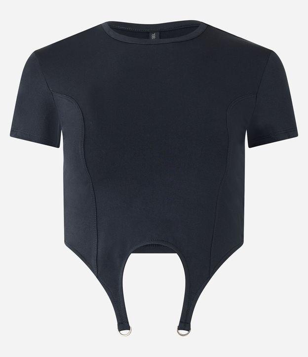 Blusa Cropped em Meia Malha com Bainha Assimétrica e com Fivela - 2