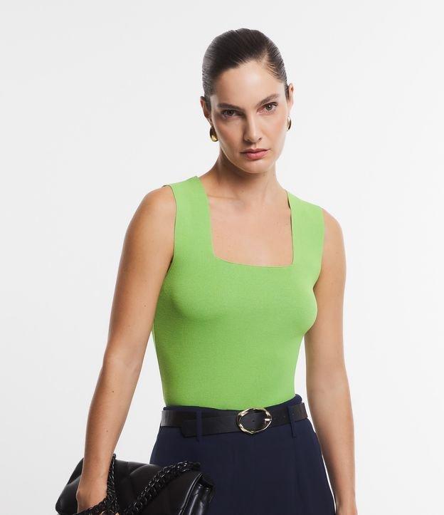 Blusa em Tricô com Decote Quadrado - 1