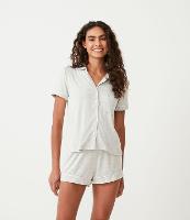 Pijama Americano Curto em Viscolycra com Viés Contrastante - 1