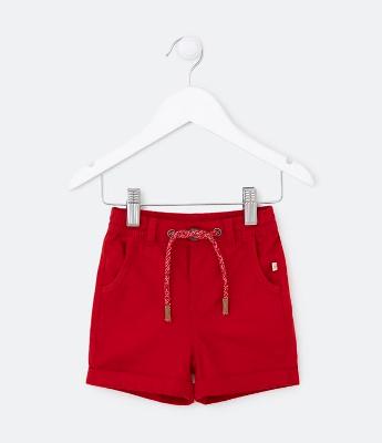 Bermuda Básica Infantil em Sarja com Cordão Bicolor - Tam 0 a 18 meses