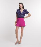 Bermuda Alfaiatada em Crepe com Bolso Fake - 1