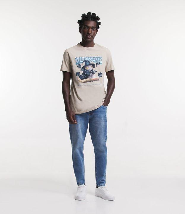 Calça Slim Cropped em Jeans com Efeito Estonado - 1