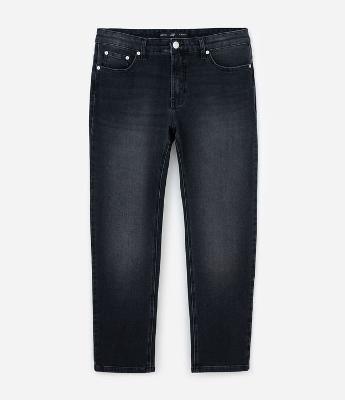 Calça Slim Cropped em Jeans com Efeito Estonado