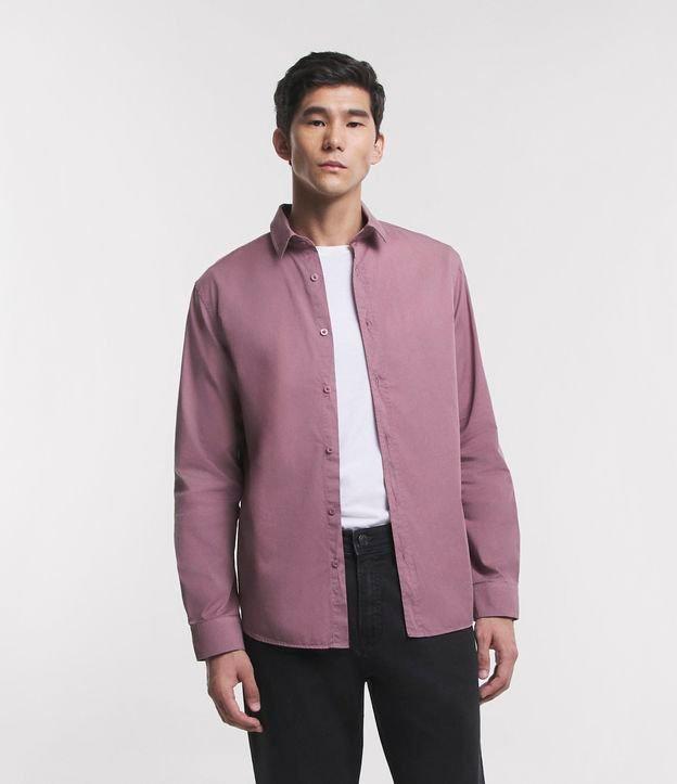 Camisa Regular em Sarja com Fio Egípcio e Manga Longa - 1