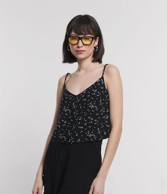 Blusa de Alça em Viscose com Estampa Floral Liberty