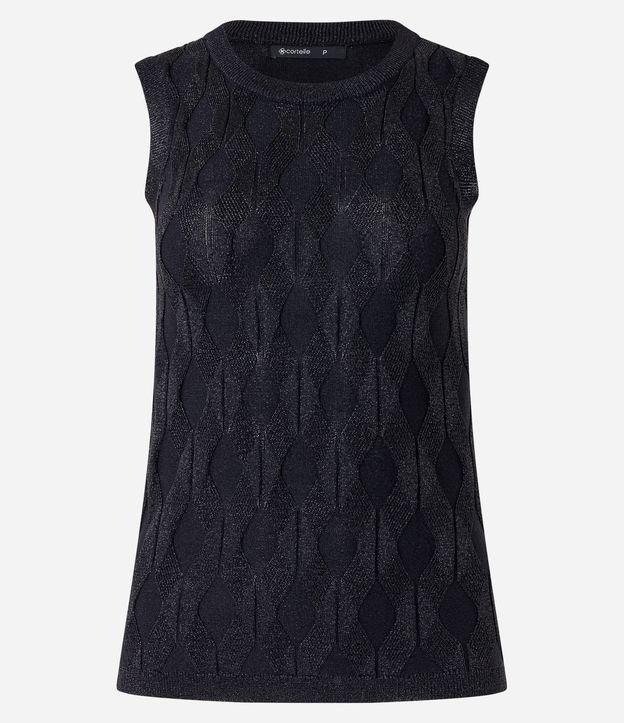 Blusa Sem Manga em Viscose Metalizada e Ponto Diferenciado - 2