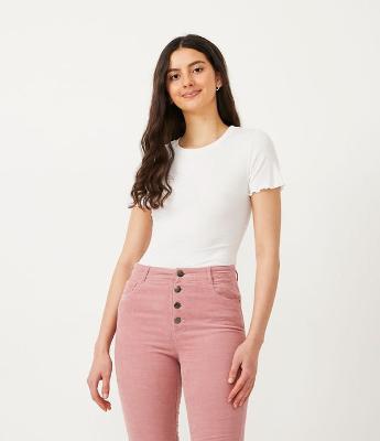 Blusa Básica em Ribana com Frufru na Barra