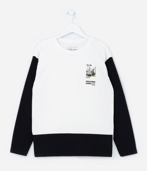 Camiseta Infantil com Mangas e Barra Contrastante - Tam 5 a 14 anos - 1