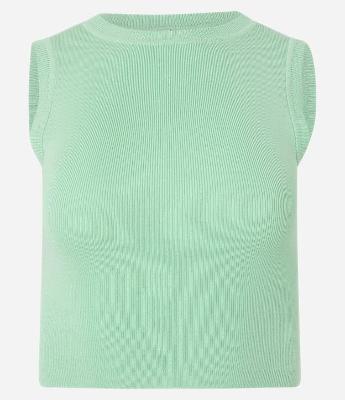 Blusa Regata Cropped em Viscose Canelada