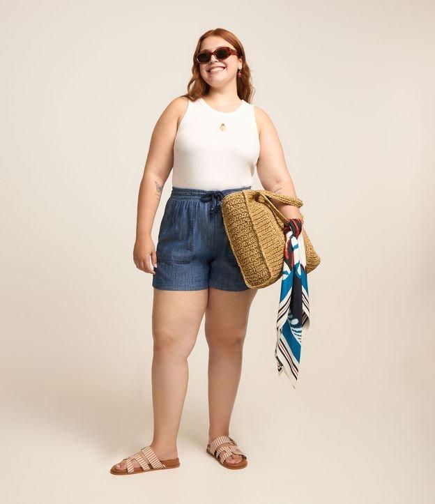 Short Comfy Jeans com Amarração no Cós Curve & Plus Size - 2