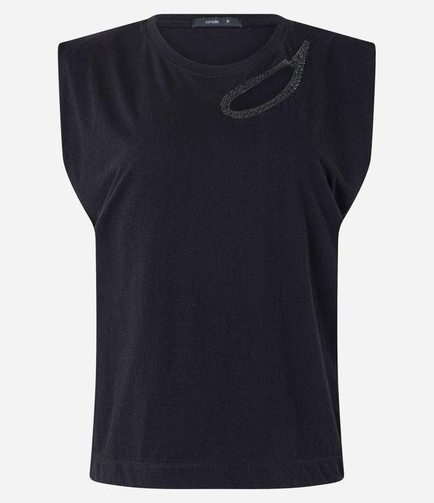 Blusa Muscle Tee em Meia Malha com Recorte Vazado Brilhoso - 2