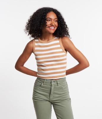 Blusa Regata em Viscose Listrada e com Textura