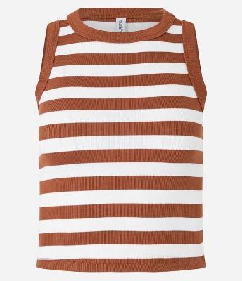 Blusa Regata em Viscose Listrada e com Textura