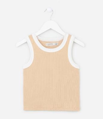 Regata Cropped  Infantil com Viés Contrastante - Tam 5 a 14 anos