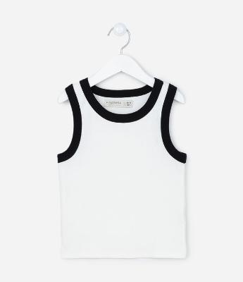 Regata Cropped  Infantil com Viés Contrastante - Tam 5 a 14 anos