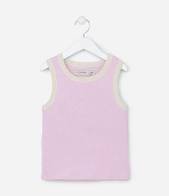 Regata Cropped  Infantil com Viés Contrastante - Tam 5 a 14 anos